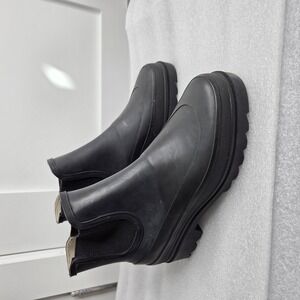 Polo Ralph Lauren Women's Black Leather Chelsea Rain Boots Size 6B